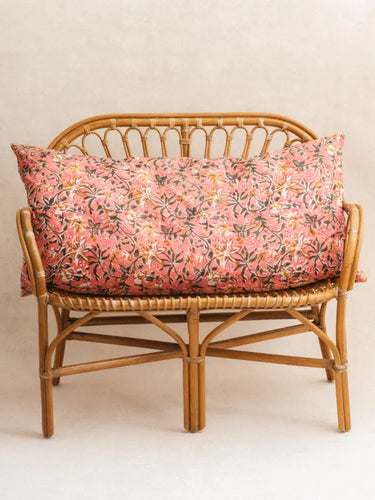 Funda de Cojín Gigante - Leyli Rose - XL 110x55cm, en block print artesanal, hecho a mano en Jaipur - Kirane