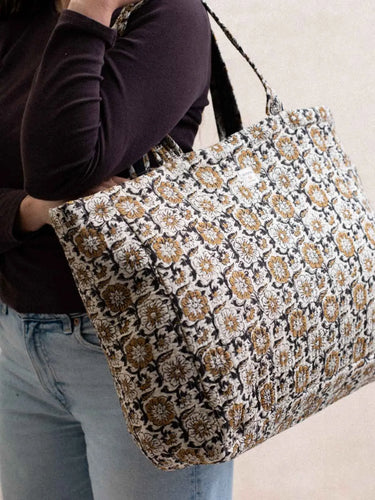 Bolso acolchado Lilou en algodón block print artesanal, hecho a mano en Jaipur - Kirane