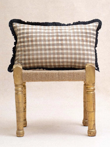 Kissenbezug Carreaux Colette 30×50 cm in handwerklichem Blockdruck, handgefertigt in Jaipur - Kirane