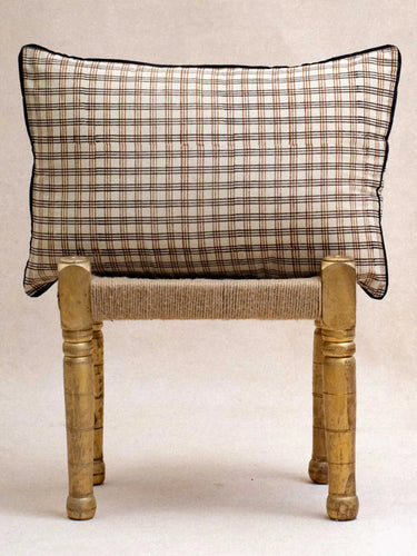 Kissenbezug Carreaux Colette 40×60 cm in handwerklichem Blockdruck, handgefertigt in Jaipur - Kirane