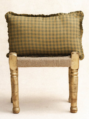 Kissenbezug Carreaux Toscane 30×50 cm in handwerklichem Blockdruck, handgefertigt in Jaipur - Kirane
