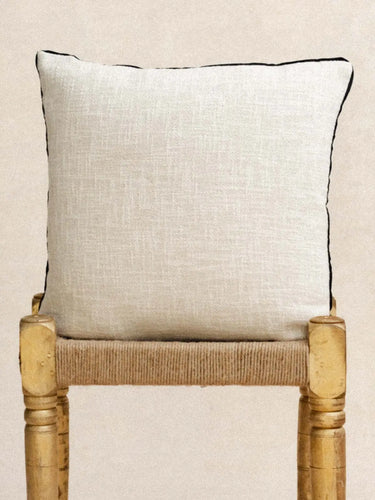 Kissenbezug Khadi Ivoire 45×45 cm in handgewebtem Baumwoll-Khadi aus Rajasthan - Kirane