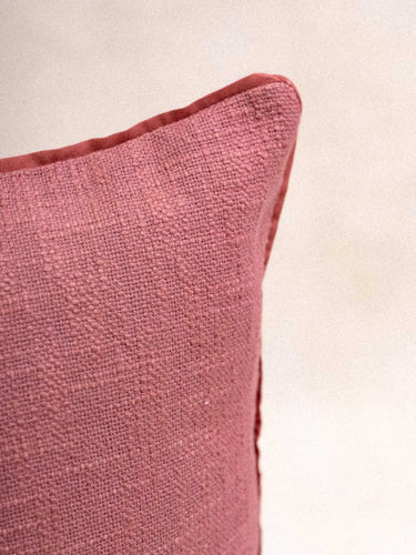 Funda de cojín khadi rose blush 45×45 cm en algodón tejido a mano en Rajastán - Kirane