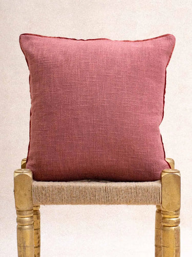 Khadi Kissenbezug Rose Blush, Nahaufnahme des handwerklichen Gewebes - Kirane