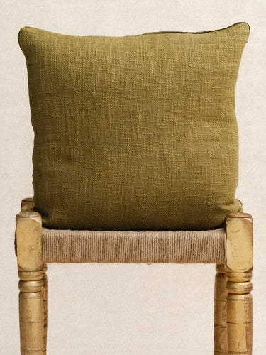 Funda de cojín khadi sauge 45×45 cm en algodón tejido a mano en Rajastán - Kirane