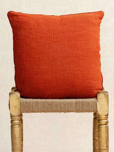 Funda de Cojín Khadi - Terracotta - 45x45cm, funda de cojín en khadi tejido a mano en Rajastán - Kirane