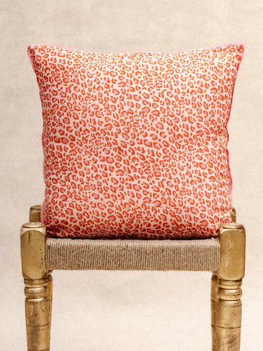 Kissenbezug Léopard Bonbon 45×45 cm in handwerklichem Blockdruck, handgefertigt in Jaipur - Kirane