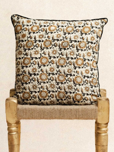 Funda de cojín Lilou 45×45 cm en block print artesanal, hecho a mano en Jaipur - Kirane