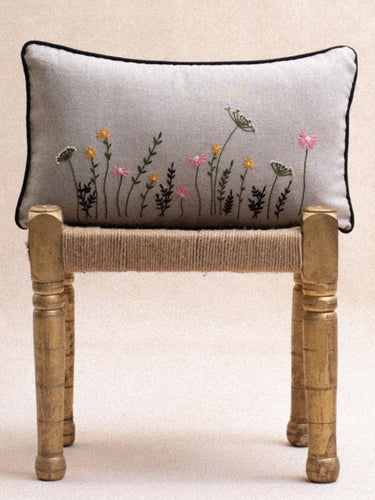 Kissenbezug Lin Brodé Dia 30×50 cm in handwerklich besticktem Leinen - Kirane