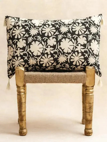 Kissenbezug Bali Noir 40×60 cm in handwerklichem Blockdruck, handgefertigt in Jaipur - Kirane