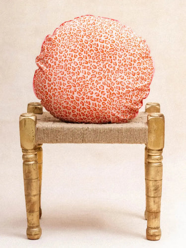 Funda de Cojín Redonda - Léopard Bonbon, funda de cojín en block print artesanal, hecho a mano en Jaipur - Kirane