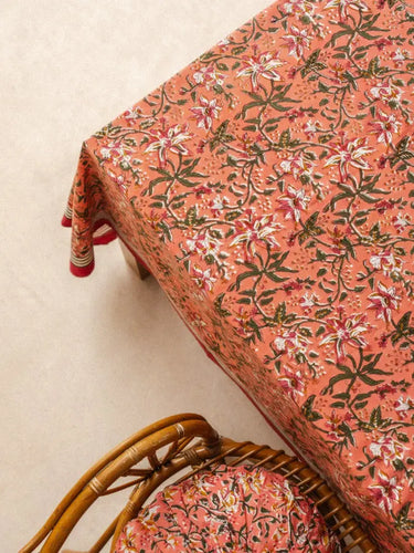 Mantel - Leyli Rose en algodón block print artesanal, hecho a mano en Jaipur - Kirane