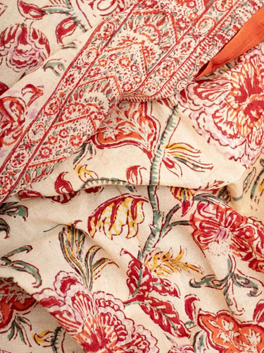 Pareo - Pañuelo - Neiroli Multico en algodón block print artesanal, hecho a mano en Jaipur - Kirane