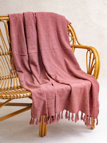 Überwurf Khadi - Rose Blush - 120x180cm in handgewebtem Khadi aus Rajasthan - Kirane