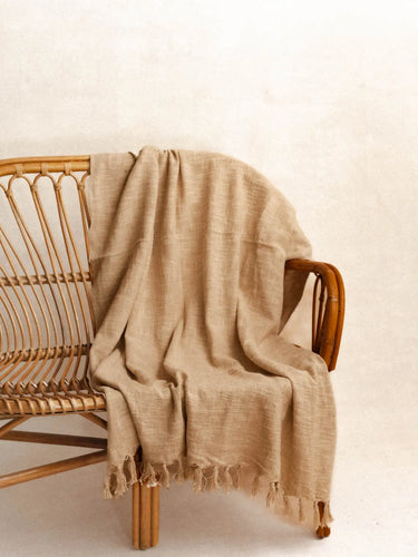 Manta Khadi - Sable - 120x180cm en khadi tejido a mano en Rajastán - Kirane