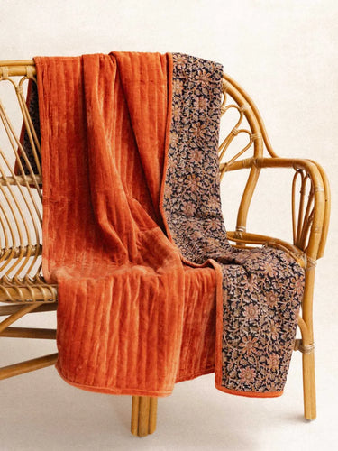 Samt-Überwurf - Terracotta - 105x160cm, Überwurf in weichem Samt, sorgfältige Verarbeitung - Kirane