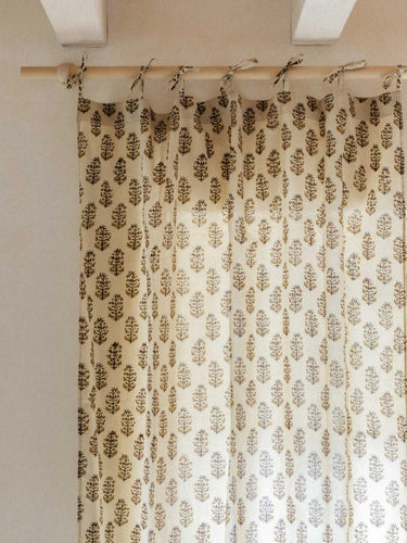 Cortina - Biscotti - 110x270cm en algodón block print artesanal, hecho a mano en Jaipur - Kirane