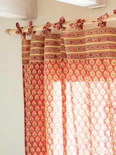 Vorhang - Boutis - 110x270cm in Baumwoll-Blockdruck, handgefertigt in Jaipur - Kirane