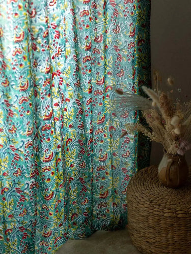 Cortina - Jodhpur Bleu - 110x270cm en algodón block print artesanal, hecho a mano en Jaipur - Kirane