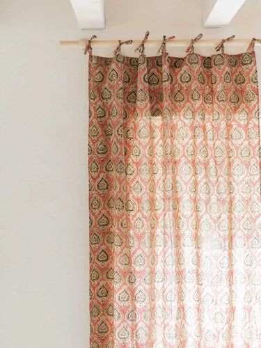 Vorhang - Sari - 110x270cm in Baumwoll-Blockdruck, handgefertigt in Jaipur - Kirane