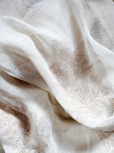 Vorhang - Voile de Lin Blanc - Ombre - 110x290cm in natürlichem Leinenschleier, handwerkliche Verarbeitung - Kirane
