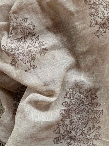 Cortina - Voile de Lin beige - Songe - 145x290cm en velo de lino natural, acabado artesanal - Kirane