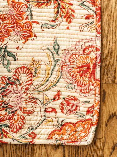 Mantel individual de tela - Neiroli en algodón block print artesanal, hecho a mano en Jaipur - Kirane