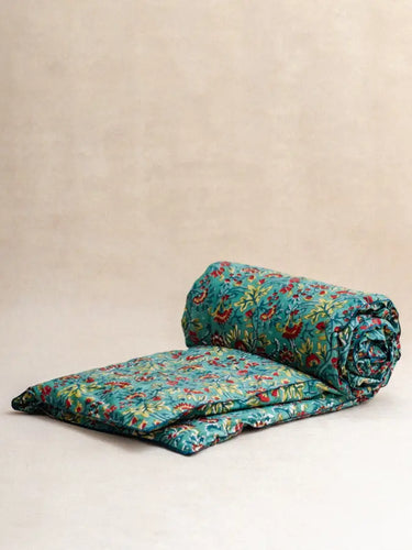 Funda de Sofá - Jodhpur Bleu - 85x185cm, funda de sofá en algodón block print artesanal, hecho a mano en Jaipur - Kirane