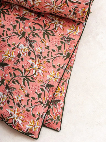 Funda de Sofá - Leyli Rose - 85x185cm, funda de sofá en algodón block print artesanal, hecho a mano en Jaipur - Kirane