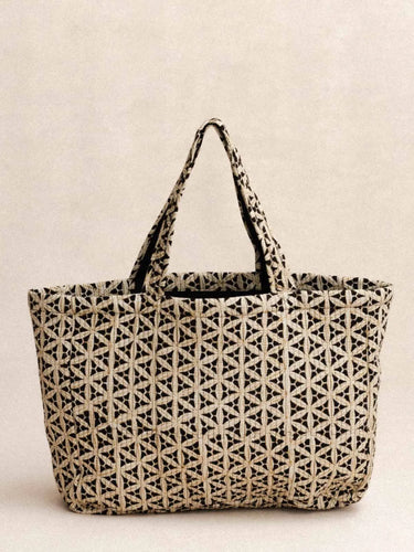 Bolso acolchado Black Star en algodón block print artesanal, hecho a mano en Jaipur - Kirane