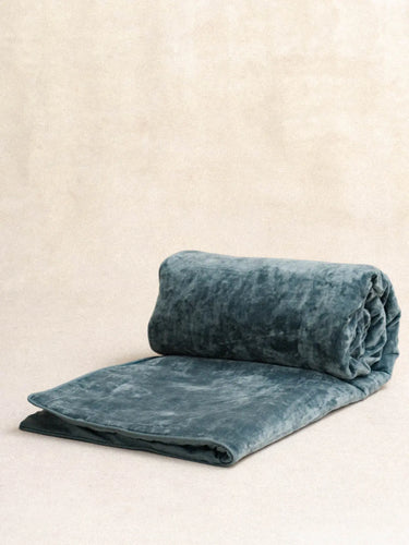 Sofaüberwurf - Velours uni - Bleu Brume - 85x185cm - Kirane