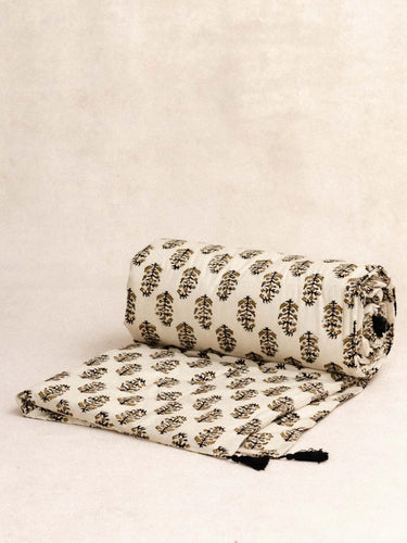 Sofa Cover - Biscotti - 85x185cm, Sofabezug in Baumwoll-Blockdruck, handgefertigt in Jaipur - Kirane