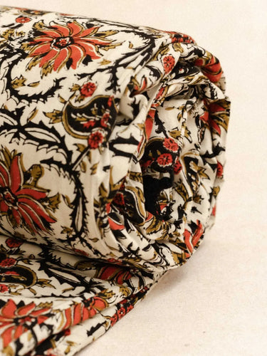 Sofa Cover - Bloom - 85x185cm, Sofabezug in Baumwoll-Blockdruck, handgefertigt in Jaipur - Kirane
