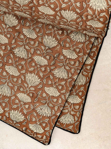 Funda de sofá Lotus Café en algodón block print artesanal, hecho a mano en Jaipur - Kirane