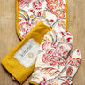 Gant de cuisine Neiroli, détail du motif block print floral imprimé main