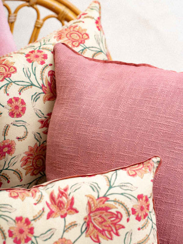 Kissenbezug Khadi Rose Blush, Inszenierung mit Garance-Kissen