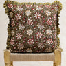 Kissenbezug - Nimbu kaki volant - 45x45cm, Kissenbezug in handwerklichem Blockdruck, handgefertigt in Jaipur - Kirane