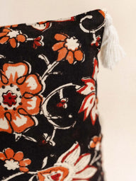 Housse de Coussin - Orange flower - 30x50cm, housse de coussin en block print artisanal, fait main à Jaipur - Kirane