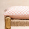 Funda de Cojín - Terciopelo & Damier Rose - 30x50cm, funda de cojín en terciopelo artesanal - Kirane