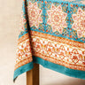 Indische Tischdecke - Ulka Blau in Baumwoll-Blockdruck, handgefertigt in Jaipur - Kirane