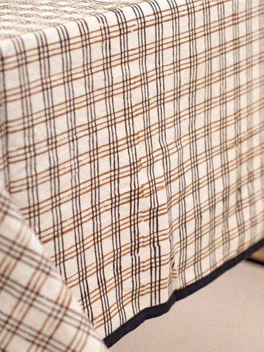 Tischdecke - Carreaux Colette, Detail des handgedruckten Blockdruckmotivs