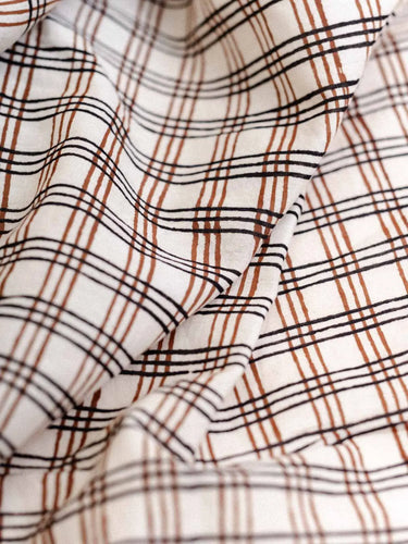 Pareo - Pañuelo - Carreaux Colette, detalle del motivo block print impreso a mano