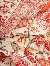 Pareo - Tuch - Neiroli Multico aus handwerklicher Blockdruck-Baumwolle, handgefertigt in Jaipur - Kirane
