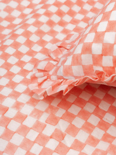 Bettwäsche - Bettbezug & Kissenbezüge - Damier Pétale, Detail des handgedruckten Blockdruckmotivs