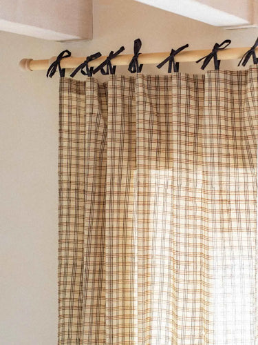 Vorhang - Carreaux Colette - 110x270cm, Detail des handgedruckten Motivs mit Holzstempel