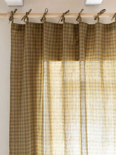 Cortina - Carreaux Toscane - 110x270cm, detalle del motivo impreso a mano con sello de madera