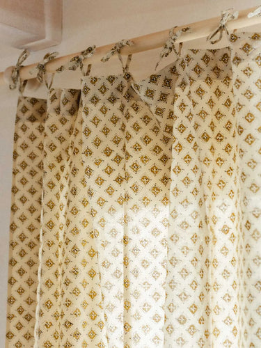 Vorhang - Mong - 110x270cm, Detail des handgedruckten Motivs mit Holzstempel