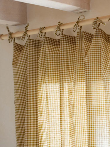 Vorhang - Vichy - 110x270cm, Detail des handgedruckten Motivs mit Holzstempel