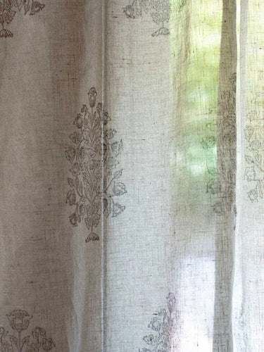 Vorhang - Voile de Lin beige - Songe - 145x290cm, Detail der Leinenschleier-Textur