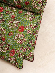 Sofa Cover - Hara Grün - 85x185cm, Sofabezug aus handwerklichem Blockdruck-Baumwolle, handgefertigt in Jaipur - Kirane